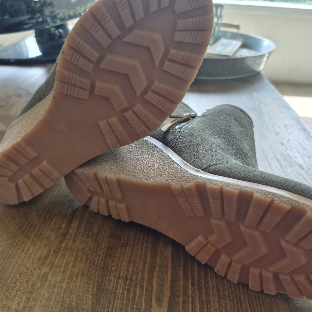 Sage Green TOMS Suede Ankle Boots - Picture 5 of 5